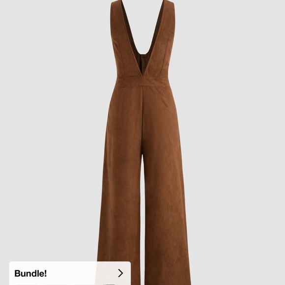 CIDER ***
Corduroy Scoop Neckline Solid Button Pocket Jumpsuit - Picture 7 of 11